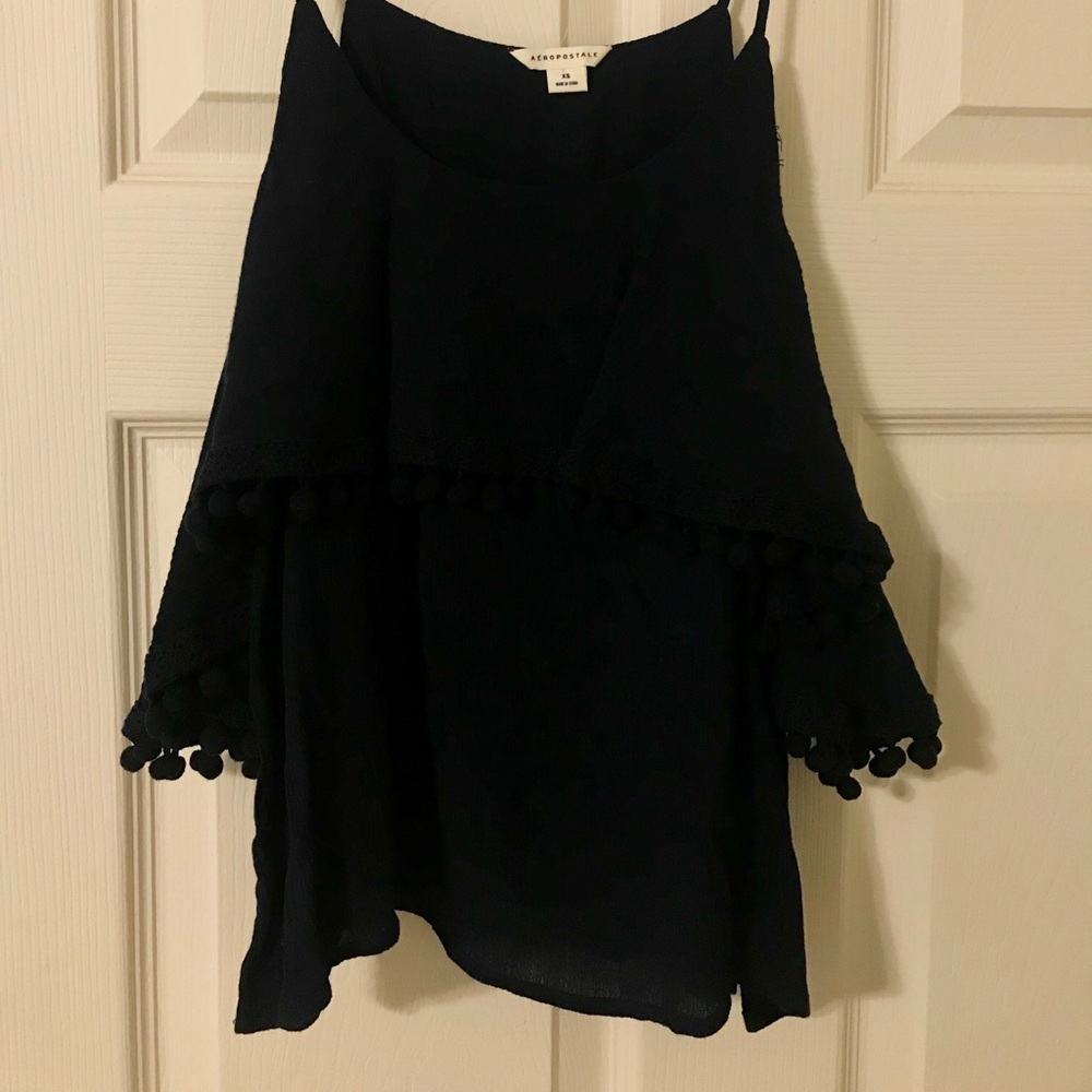 Navy blue off the shoulders with straps shirt